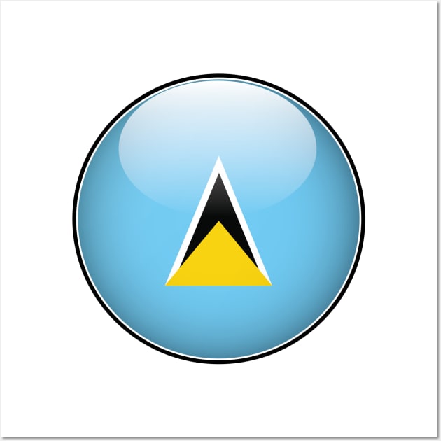 St Lucia National Flag Glossy Button Wall Art by IslandConcepts